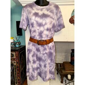 NEW ALTERNATIVE APPAREL LAVENDER TIE DYE SHIBORI SWEATSHIRT TEE DRESS XS